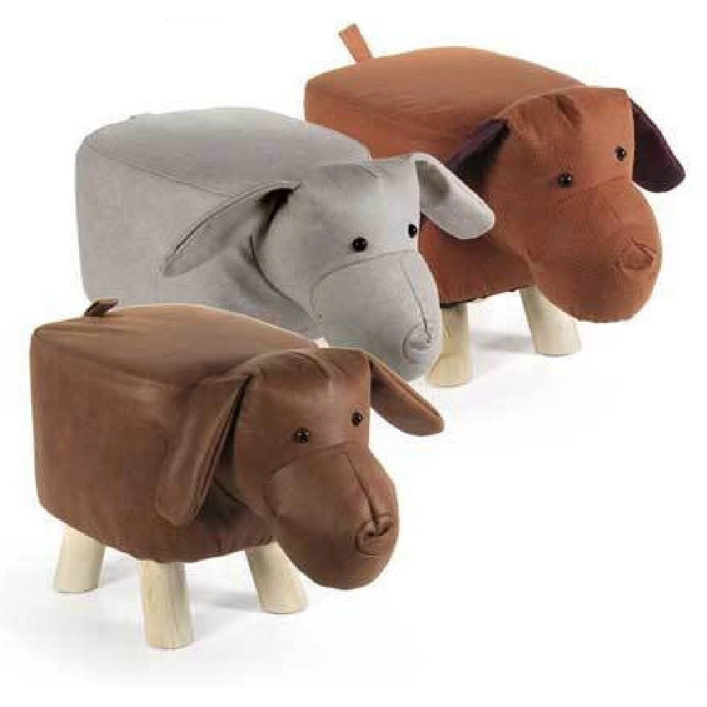 Trade Shop - Pouf Cane Bambini Sgabello Poggiapiedi Imbottito Piedi Legno 46x26x28 Cm 808692 -