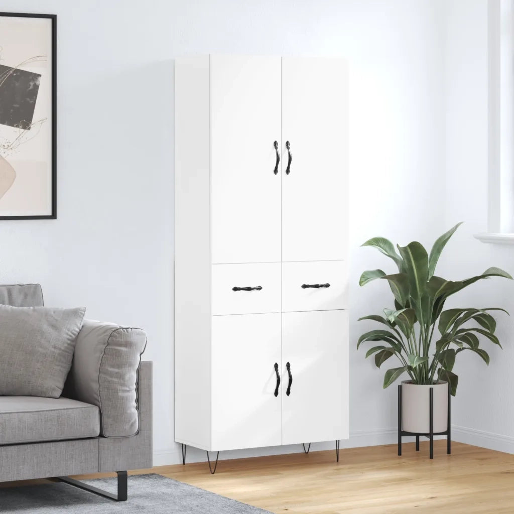 Credenza | Madia | Buffet da pranzo | Armadio da pranzo Bianca 69,5x34x180 cm in Legno Multistrato