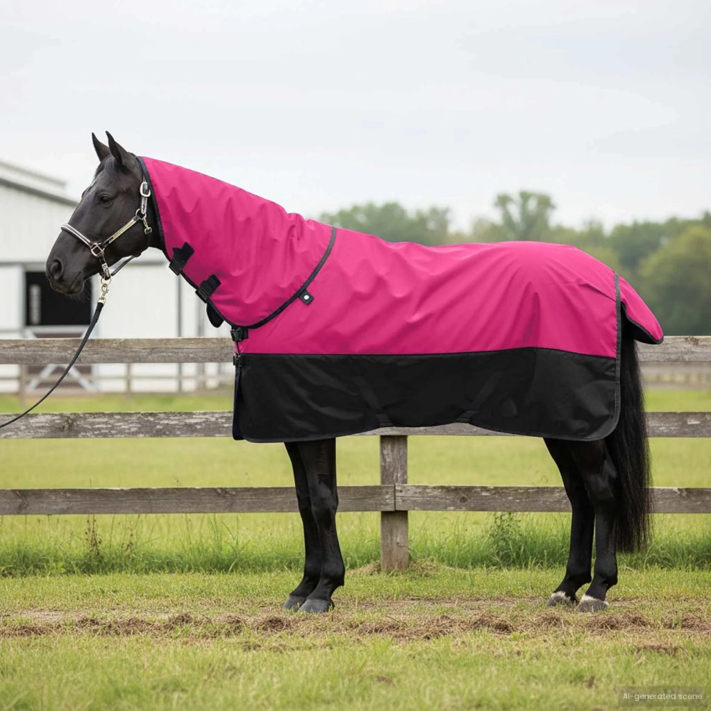 Coperta per Cavalli Rosa e Nero 105 cm Poliestere CFW6492731