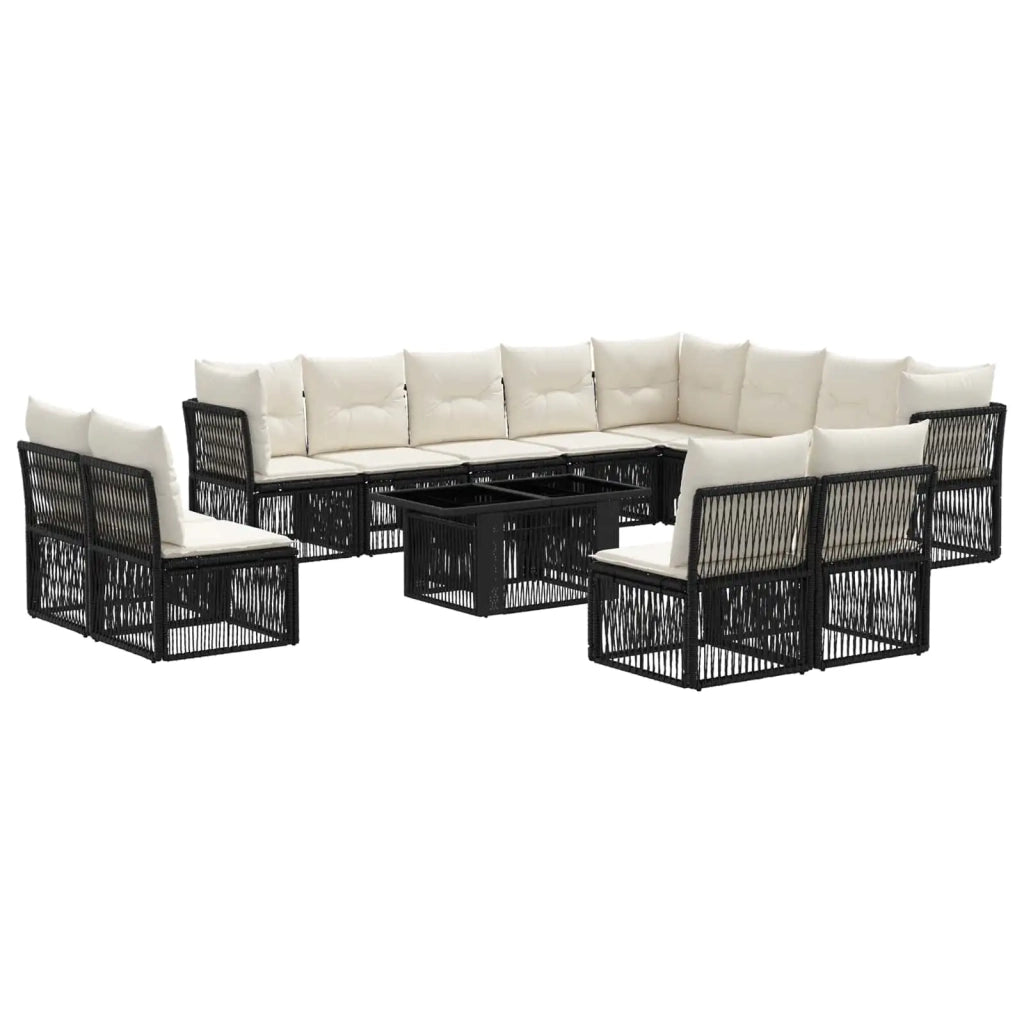 Set Divano da Giardino 13 pz Nero polyrattan 3436558