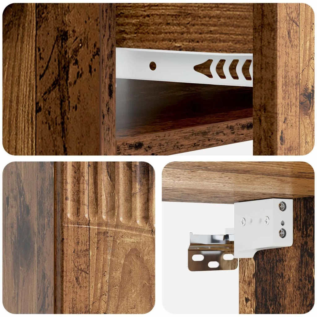 Set di 2 Comodini | Armadio da Notte | Mobiletto da notte a muro Legno antico 49 x 34,5 x 20 cm