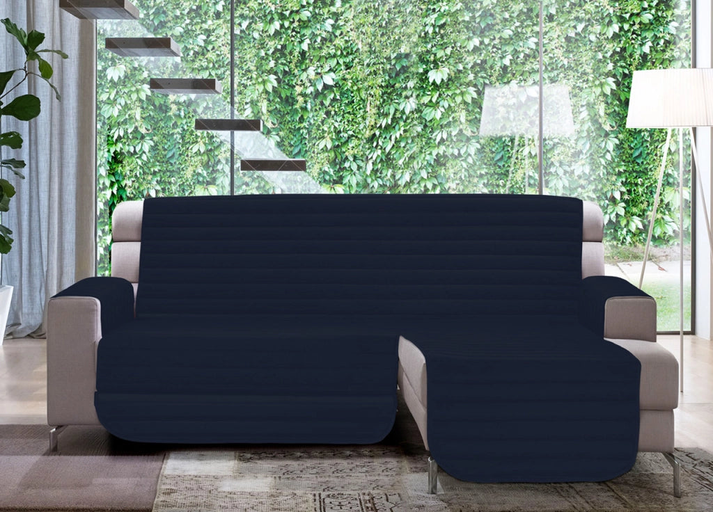 Copridivano Trapuntato Per Divani Con Penisola Modello Simpaty - 290 cm - Blu
