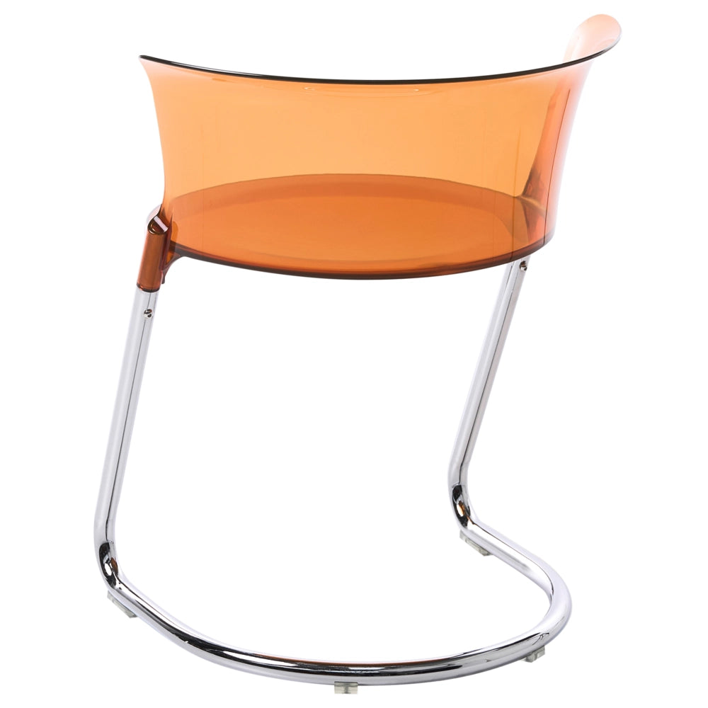 Set di 2 sedie da pranzo arancione in materiale sintetico con gambe in metallo argentato schienale curvo stile moderno sala da pranzo