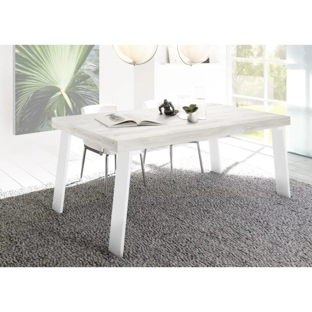 Tavolo da pranzo SPRING – L168 x H88 x l78 cm – Rovere pino e metallo bianco
