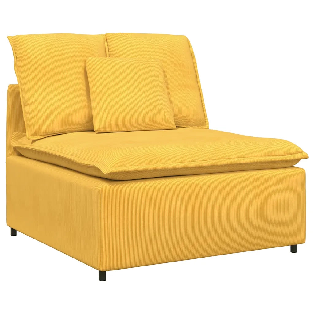 Modulo Centrale Divano Modulare con Cuscini Giallo Chiaro 100cm 4104443