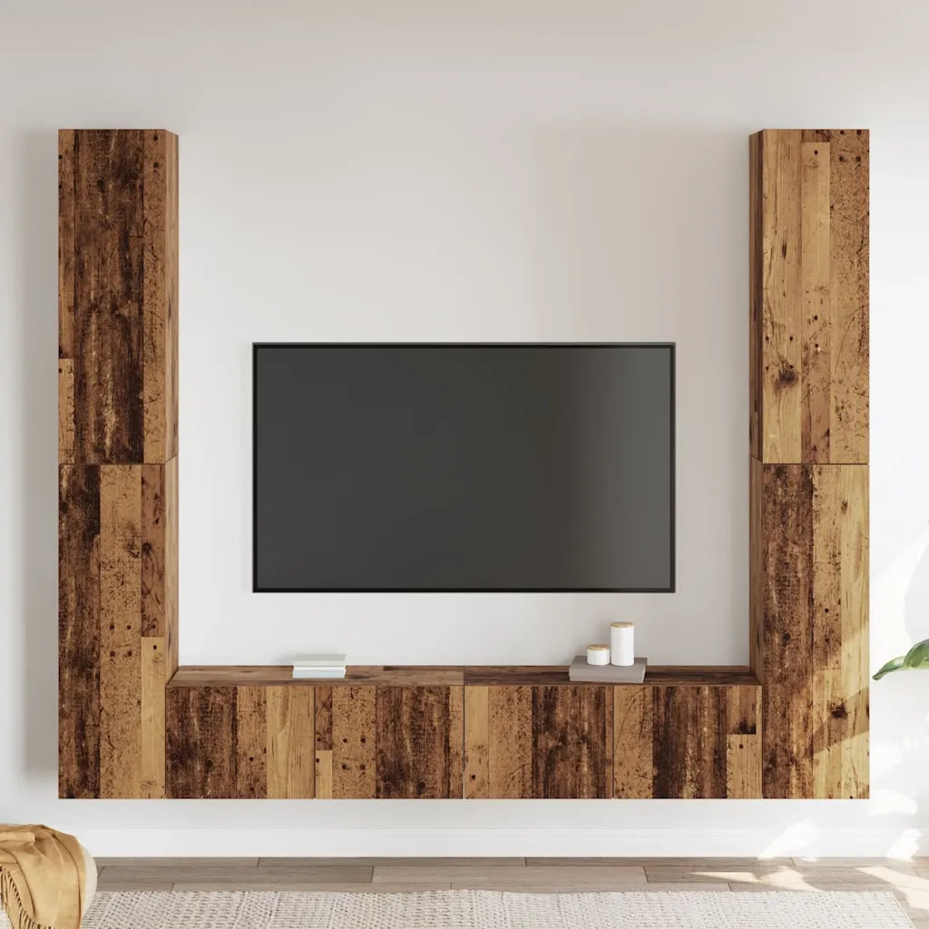 Mobili TV a Parete 6 pz | Armadietto TV | Mobile Porta TV Legno Vecchio Legno Multistrato