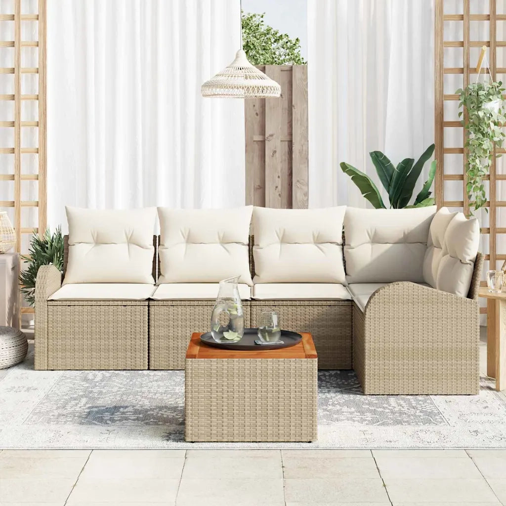 Set Divano da Giardino 6 pcs Beige e Crema polyrattan 3356251