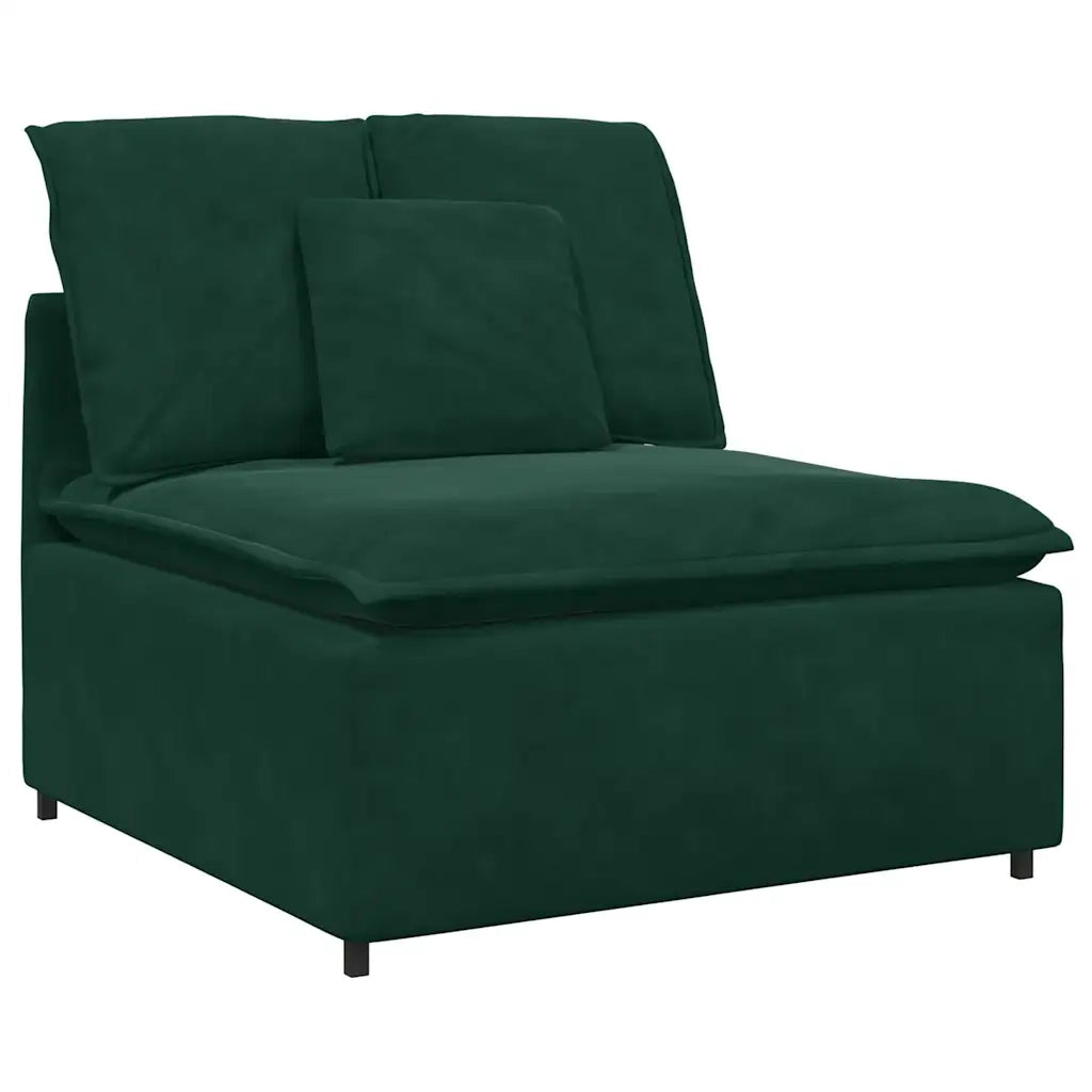 Modulo Centrale Divano Modulare con Cuscini Verde Scuro 100 cm