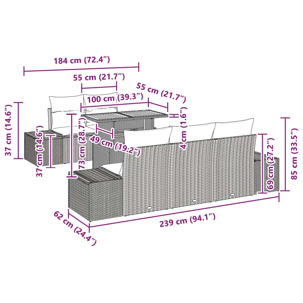 Set da Pranzo per Giardino 6 pz 5-Numero di posti 3349906