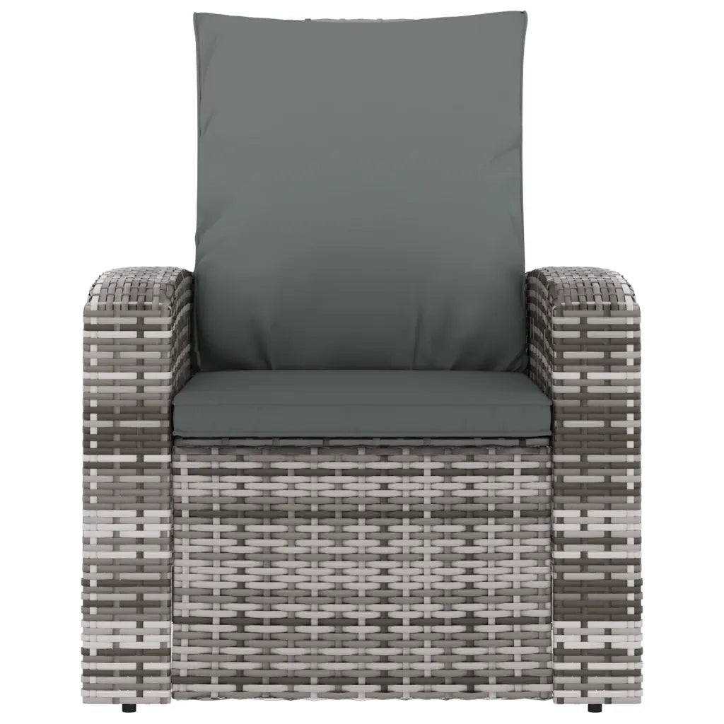 Poltrona Reclinabile da Giardino con Cuscini Polyrattan Grigia 364104