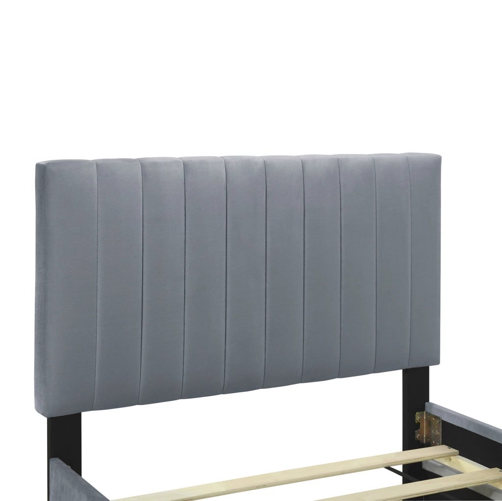 Letto imbottito singolo 90x190 cm con letto estraibile in velluto grigio