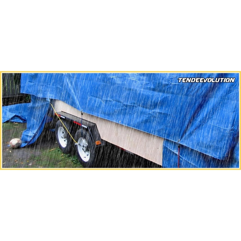 Telo PVC IGNIFUGO Impermeabile Blu | Telone Solo Rinforzato Sui Lati 650g/mq | Copertura Esterna | 4x2,5m | Resistente Multiuso