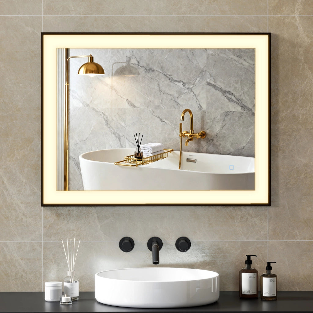 Specchio da Bagno con Luce LED 80x60 cm ¨C Xylo ¨C 3 Colori Funzione Antivaho IP44