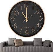 Orologio da parete silenzioso 30cm senza ticchettio, orologio da parete moderno a cristallo silenzioso, orologio da parete per bambini, grande orologio da parete, meccanismo per orologio da parete silenzioso (oro/nero)