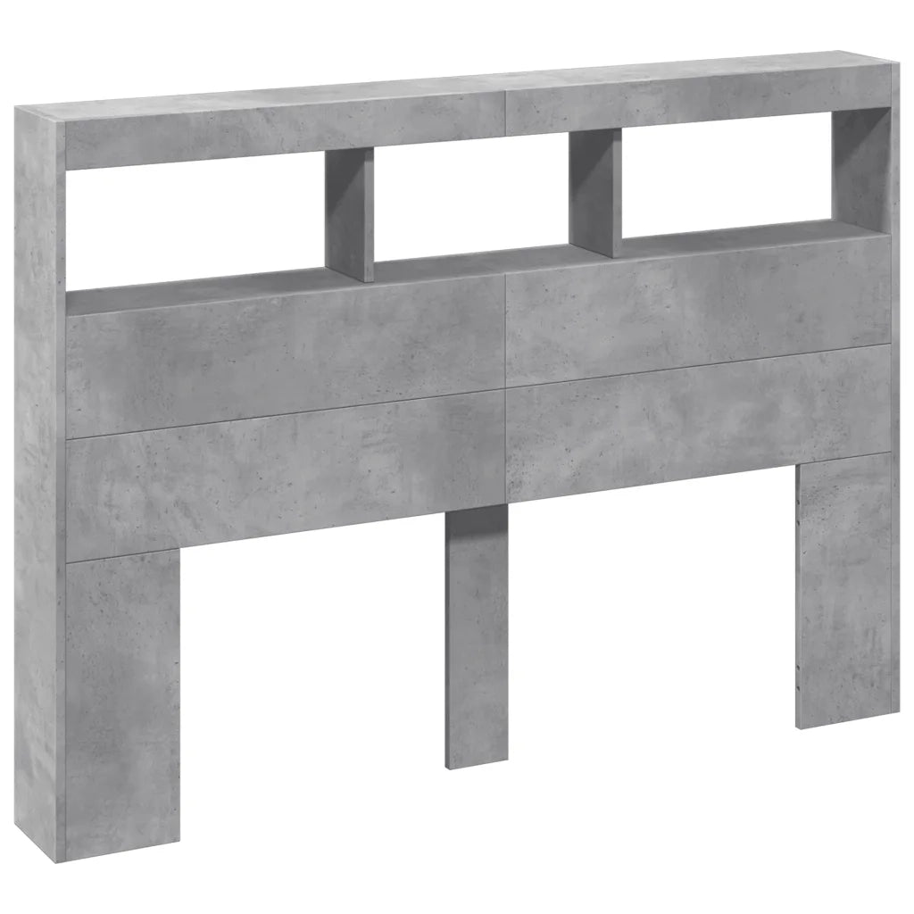 Testiera | Testata con Contenitore a LED Grigio Cemento 140x17x102 cm