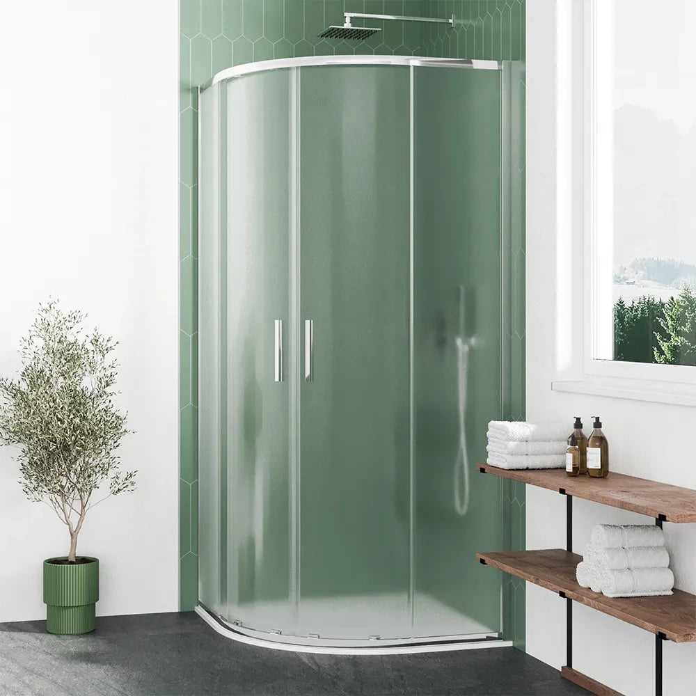 Box doccia semicircolare 75x75cm profili cromati slim vetro 6mm opaco h190 | Portofino