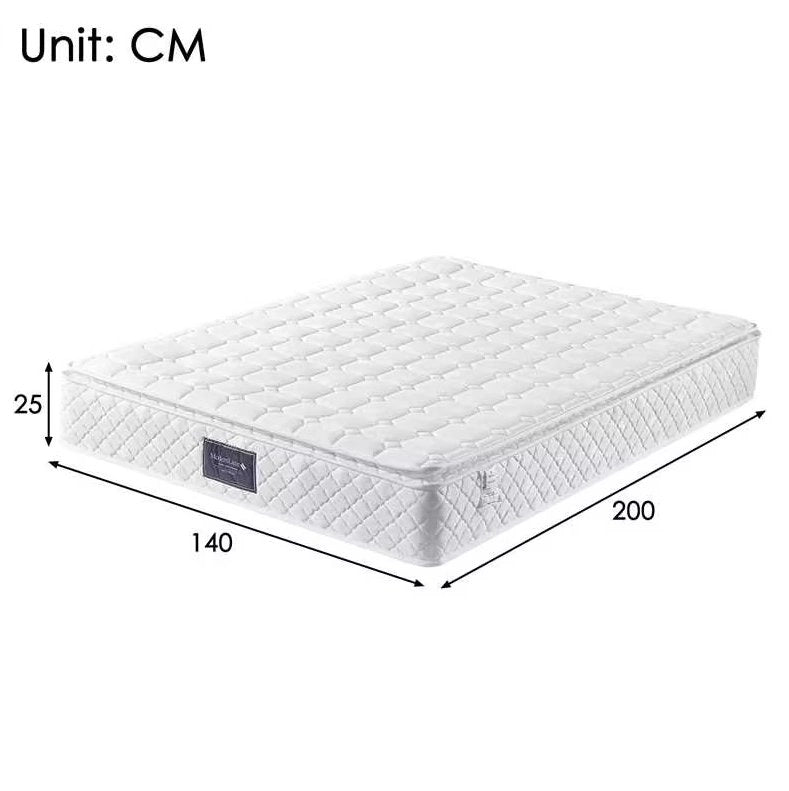 Materasso 7 zone 140x200 cm H3 con molle insacchettate; rivestimento in poliestere bianco; altezza 25 cm