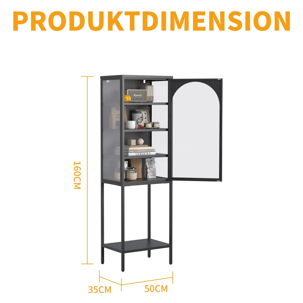 Libreria a cubi con ante in vetro ¨C Zephmum ¨C Grigio metallo 160x50x35 cm