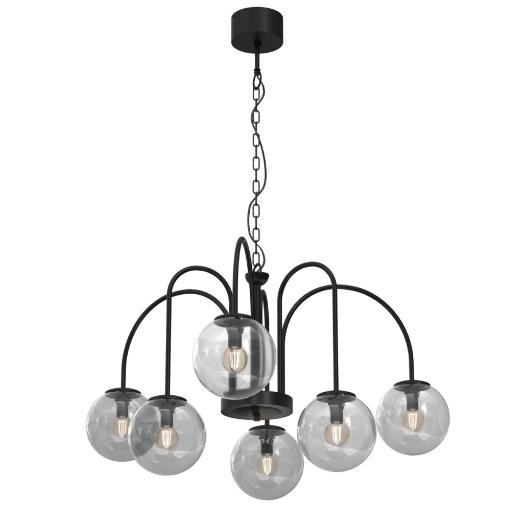 Lampada a sospensione Cambridge Luminex nera 6xE14