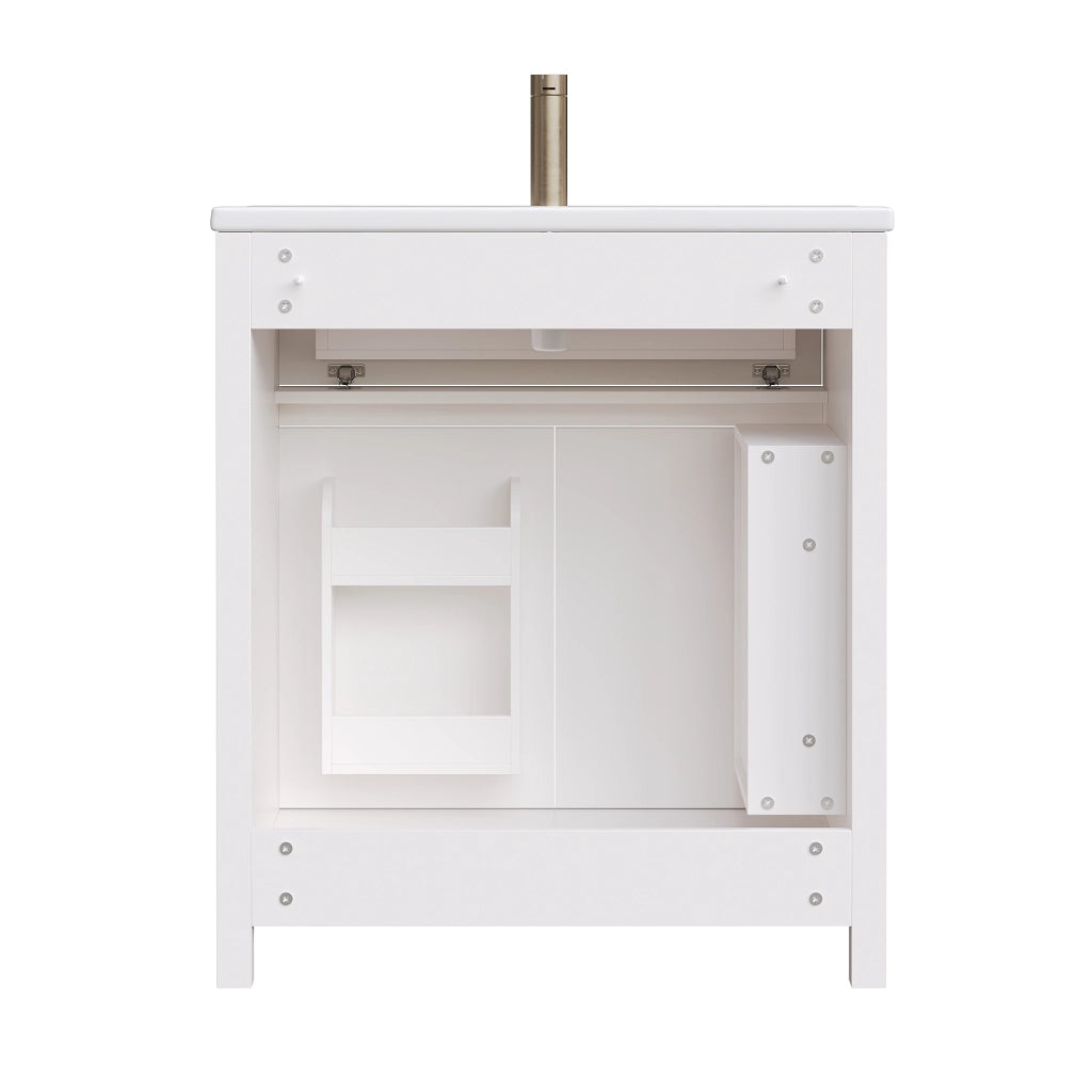 Mobile bagno con 1 anta 1 vano aperto e ribalta con chiusura ammortizzata lavabo in ceramica per bagno 81×46.5×86.5 cm