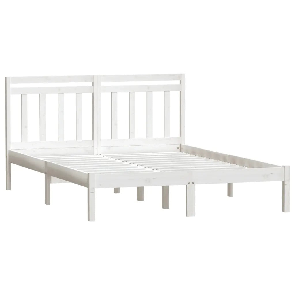 Giroletto-Struttura Letto Bianco in Legno Massello di Pino 140x200 cm 159295