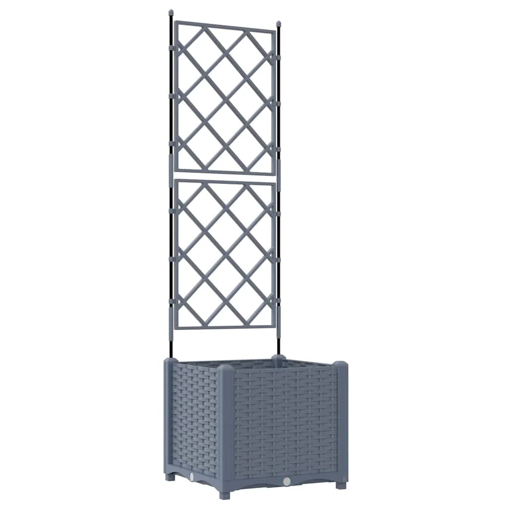 Moderna fioriera da giardino per esterni 40 x 40 x 143 cm resistente ed elegante realizzata in acciaio grigio chiaro 02_0058580