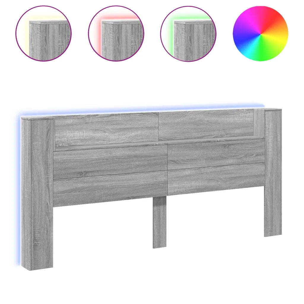 Testiera | Testata con Contenitore a LED Grigio Sonoma 220x16,5x103,5 cm