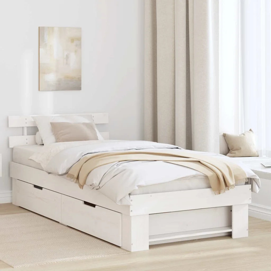 Struttura del letto Bianco 75 x 190 cm Pino massello