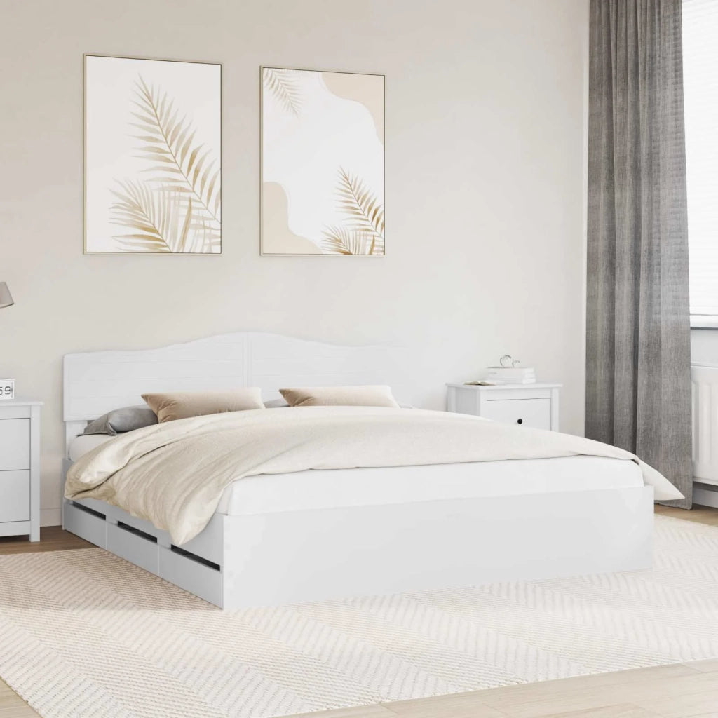 Struttura del letto-Giroletto-Rete del Letto Bianco 180 x 200 cm Legno Ingegnerizzato 949479