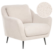 Poltrona Tappezzeria in tessuto ferro Gambe nere con braccioli Seduta spessa Stile moderno Soggiorno Beige