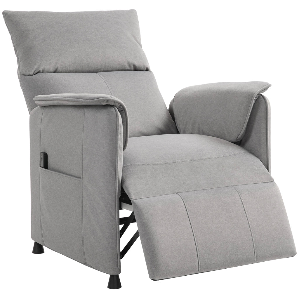 Poltrona Relax Elettrica Reclinabile con Poggiapiedi ¨C Xylo ¨C Tessuto Velluto Grigio 80x83x104 cm