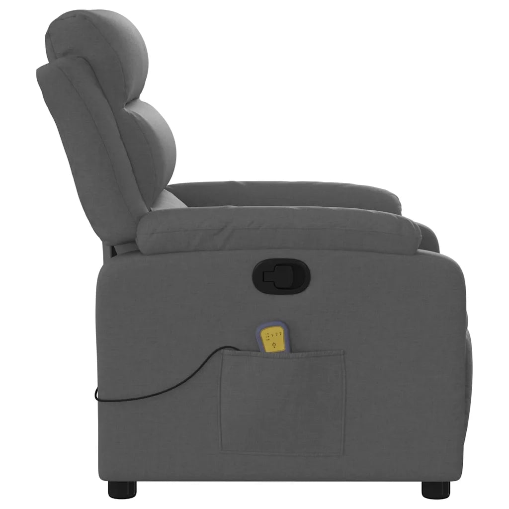 Poltrona Massaggiante | Sedia Relax Reclinabile Grigio Scuro in Tessuto