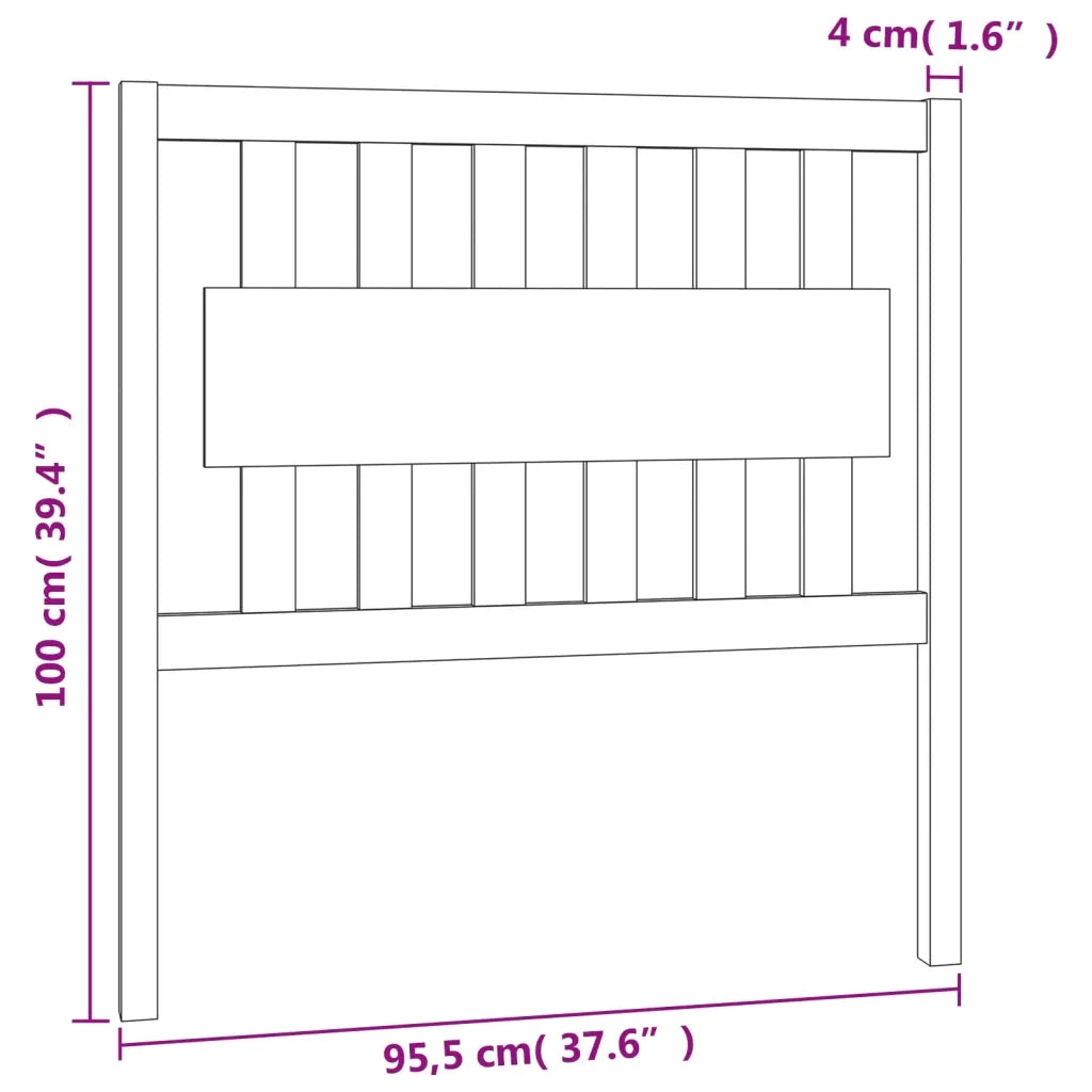 Testiera per Letto Bianca 95,5x4x100 cm Legno Massello di Pino 818551