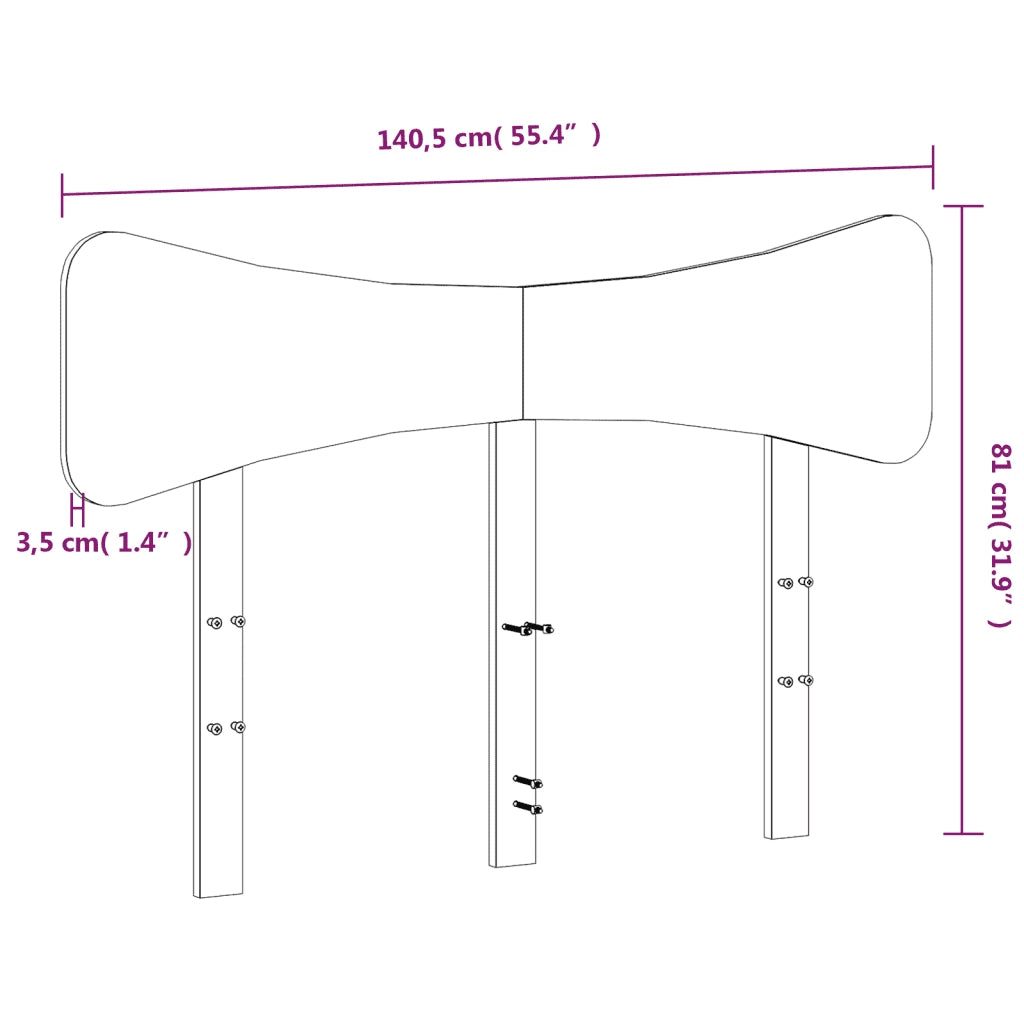 Testiera-Testata-Testiera Decorativa Marrone Cera 135 cm in Legno Massello di Pino 600388