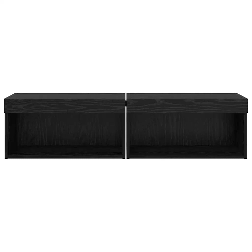 Set mobile TV con LED 2 pz | Armadietto TV | Mobile Porta TV Rovere Nero 60 x 30 x 30 cm