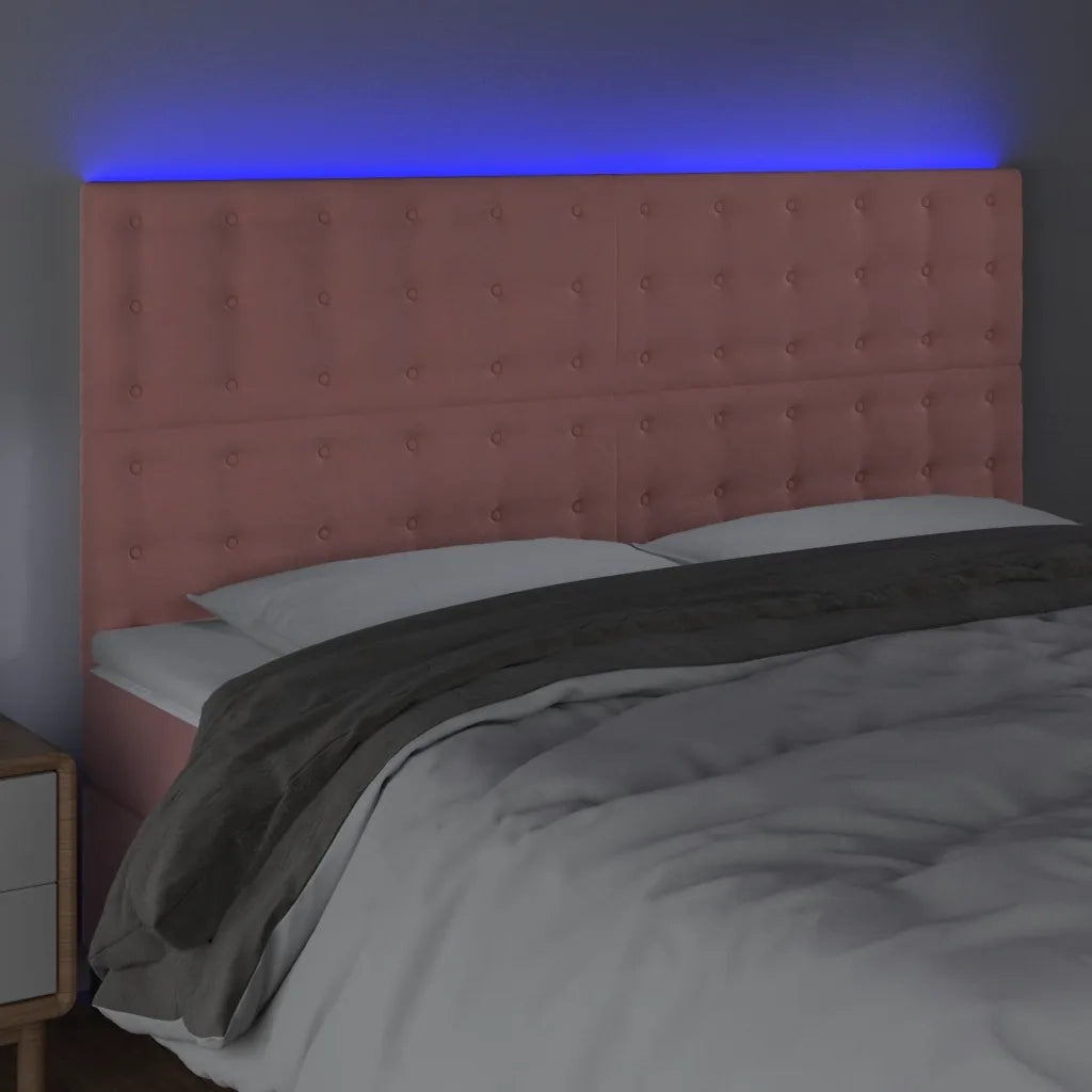 Testiera | Testata a LED Rosa 160x5x118/128 cm in Velluto