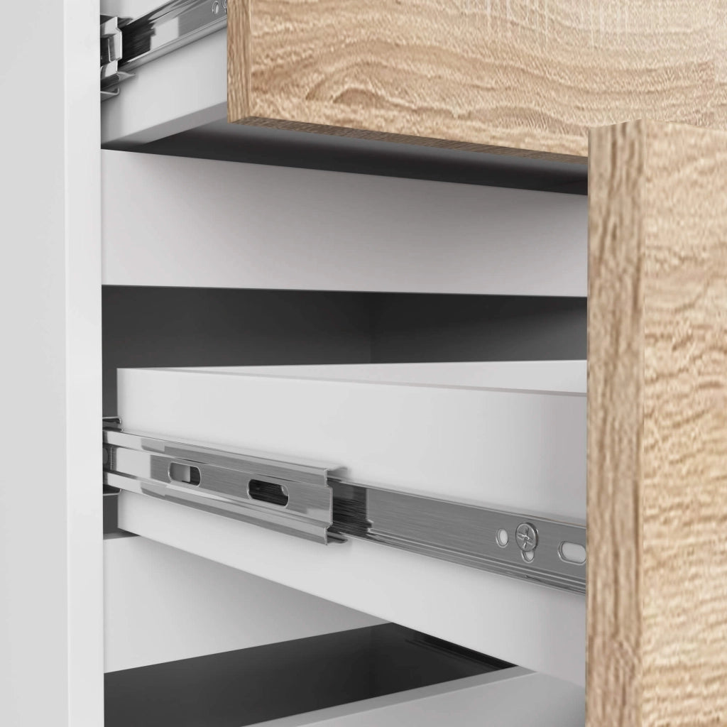 Cassettiera AKORD CL4 Cassettiera Bianca 40 cm 4 cassetti inserto frontale Sonoma Quercia 40x35x74 cm