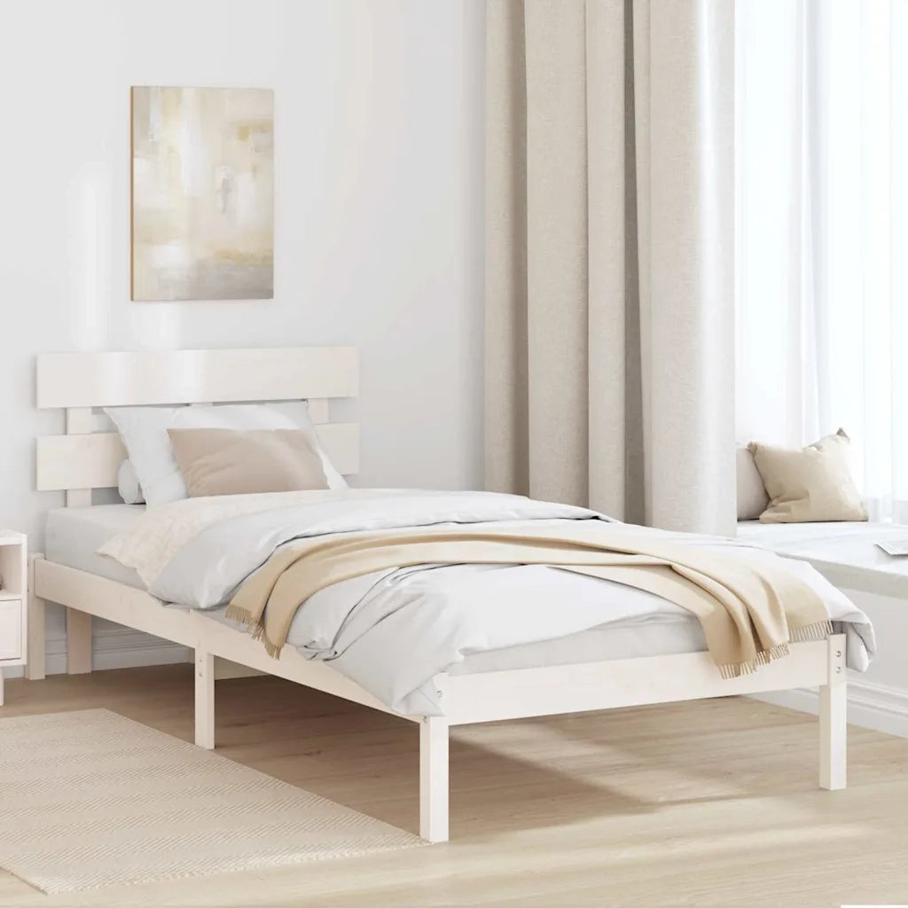 Letto singolo | Letto per adulti | Struttura del letto Bianco 90 x 190 cm Legno massello di pino