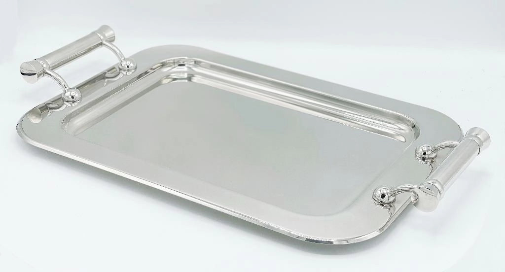 Vassoio da portata in acciaio inox con 2 Manici Collezione Prandelli 50 cm