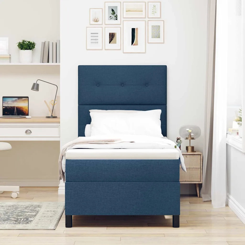 Letto a molle con materasso con led Blu 90 x 200 cm Tessuto