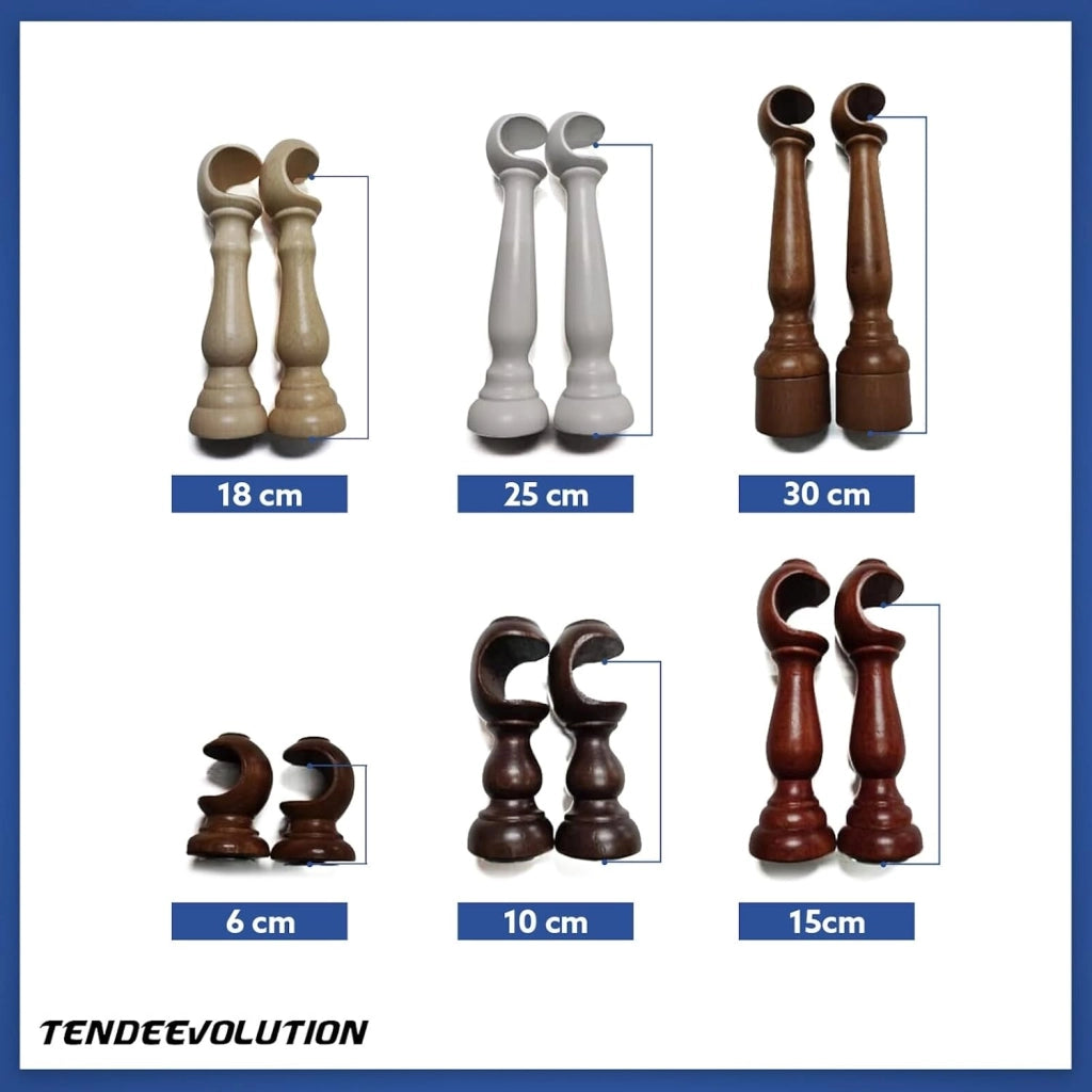 Coppia di Supporti per Bastone Tende in Legno, Diametro 35mm, Colore Naturale, Lunghezza 10cm, 100% Legno di Alta Qualità, Made in Italy