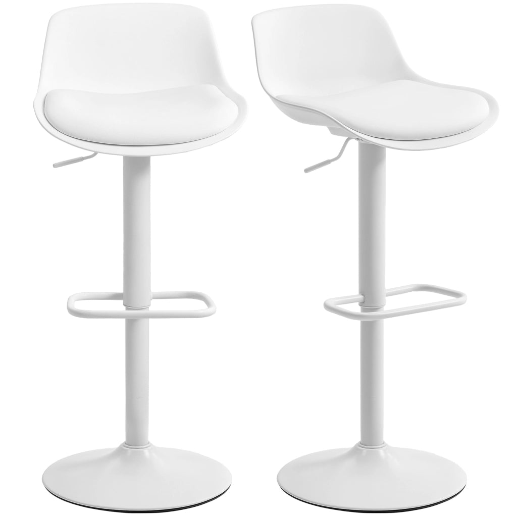 Sgabello da Bar con Schienale e Seduta Girevole ¨C zephmum ¨C Bianco in Pelle PU