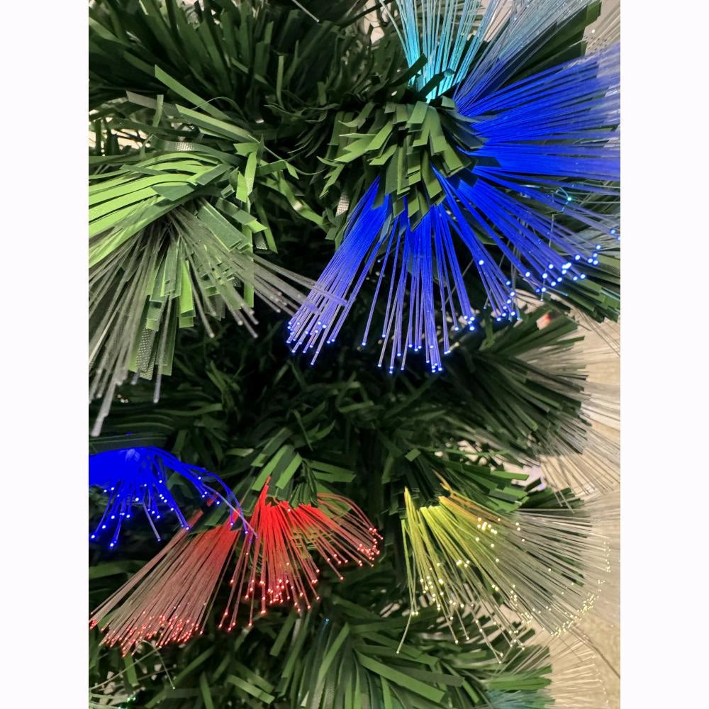 Albero di Natale con Fibre Ottiche Multicolore RGB con Giochi di Luce 150 cm 180 Rami F4955