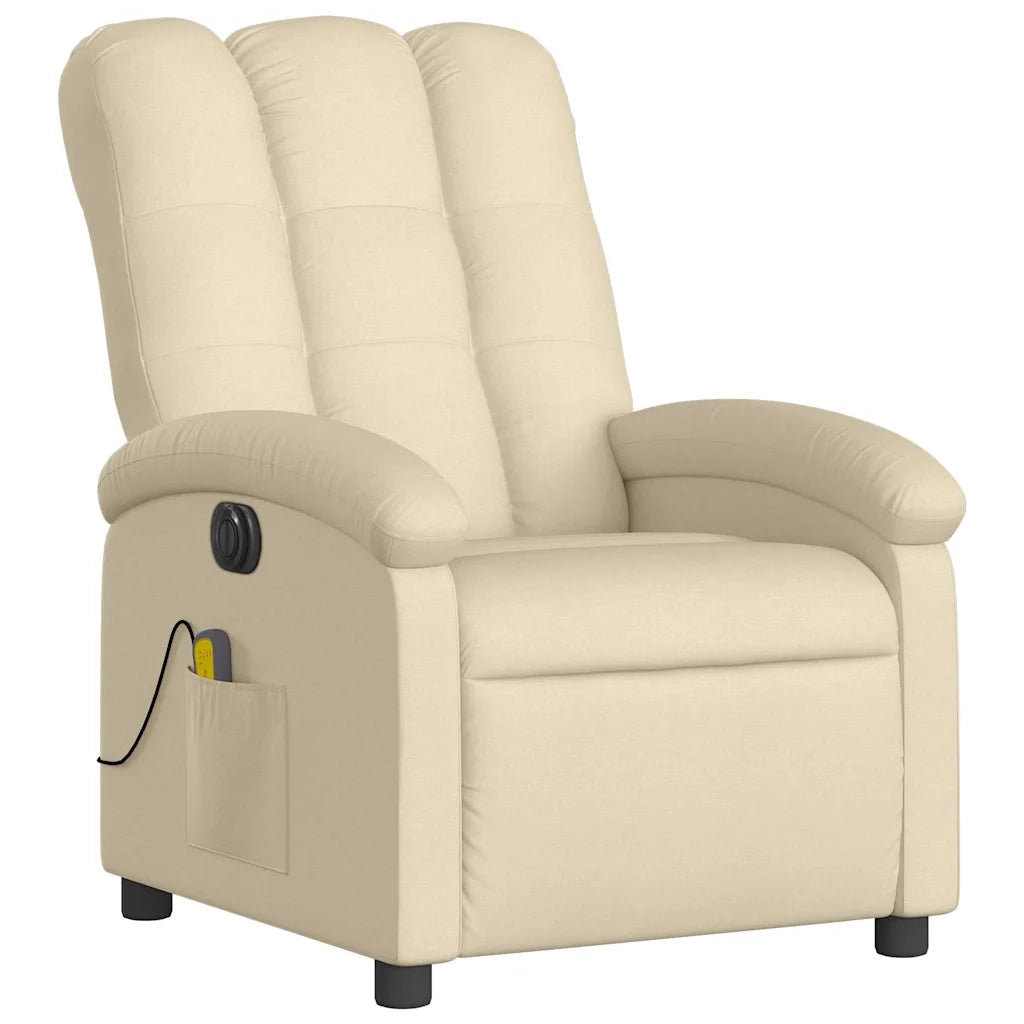 Poltrona Reclinabile Massaggiante Elettrica Crema in Tessuto 3204089