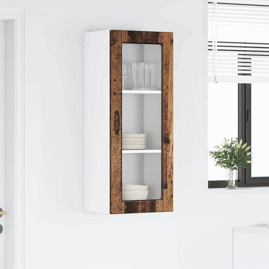 Pensile da cucina | Mobile in vetro da parete PORTO Legno vecchio 40 x 31 x 100 cm