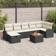 Set Divano da Giardino con cuscino 8 pcs Nero polyrattan