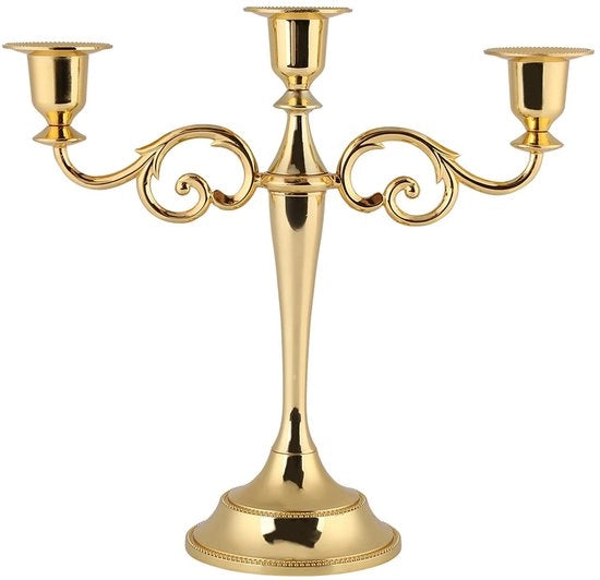 Candelabro a 3 braccia - Candelabro in metallo - Decorazione per la casa - Alta 25 cm - Sostegno candele