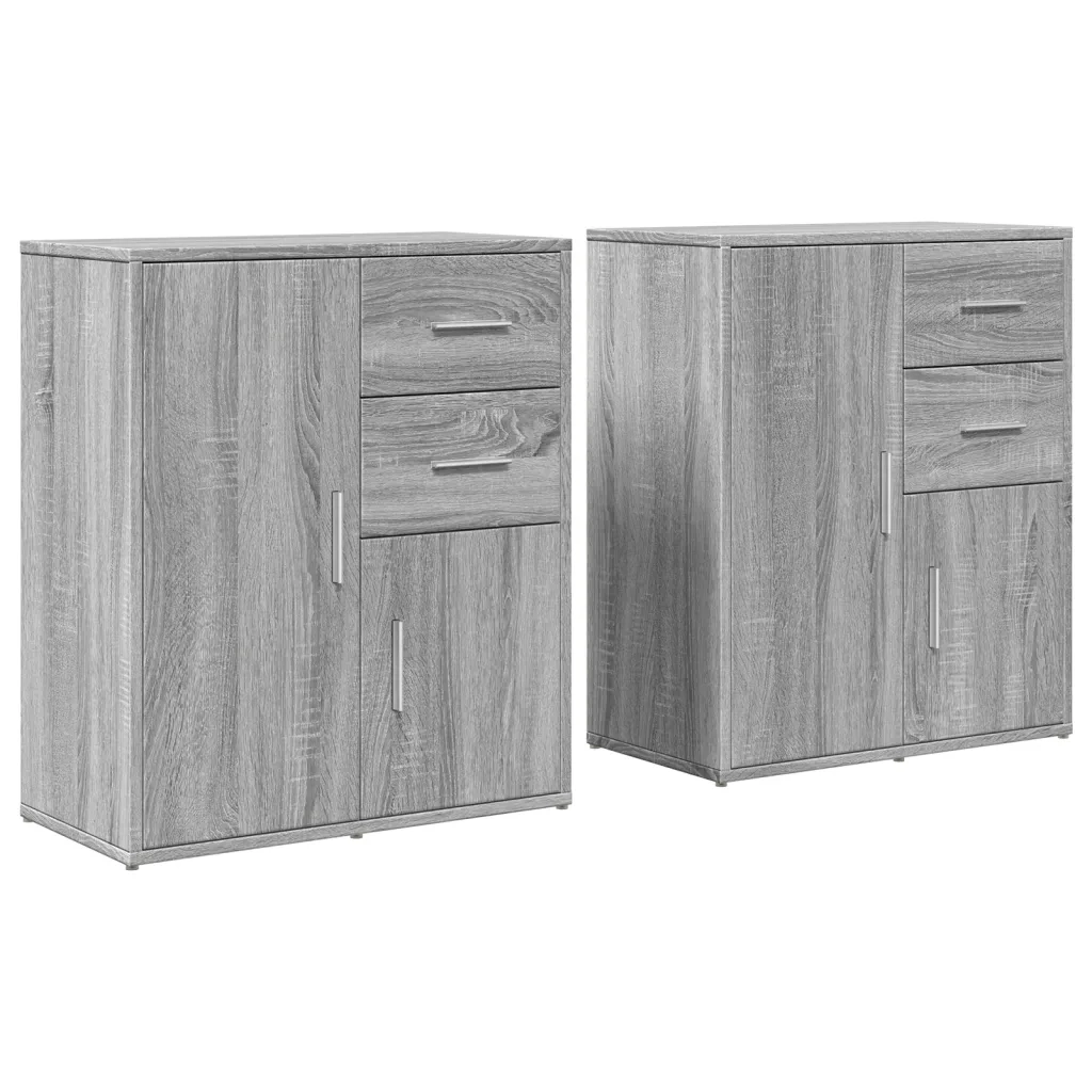Credenze 2 pz Grigio Sonoma 60x31x70 cm in Legno Multistrato