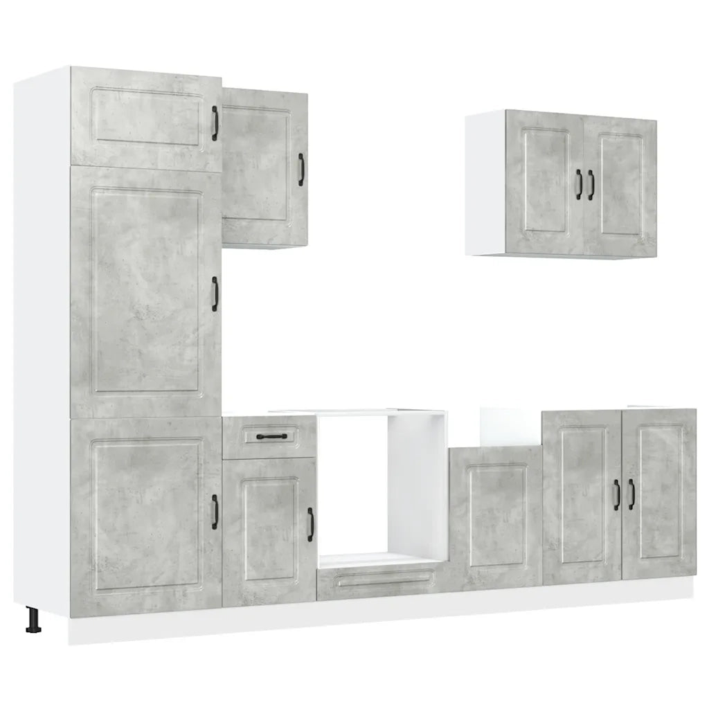Set Mobili da Cucina 7 pz Kalmar Grigio Cemento in Truciolato 3314765