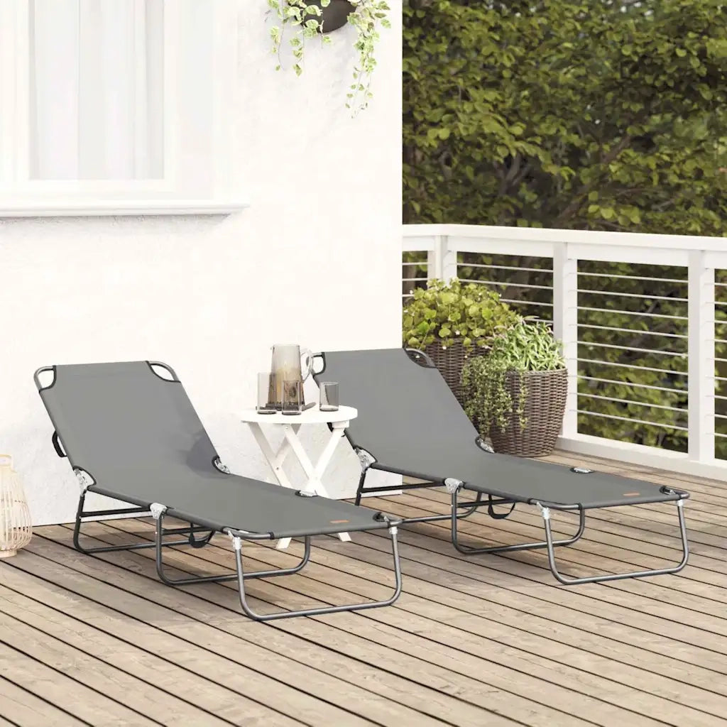 Lettino prendisole pieghevole 2 pcs Grigio 188 x 57 x 86,5 cm 42003149